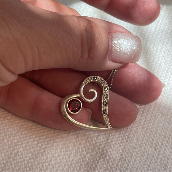 .925 Sterling Silver heart Necklace/Pendant - Picture 1 of 5